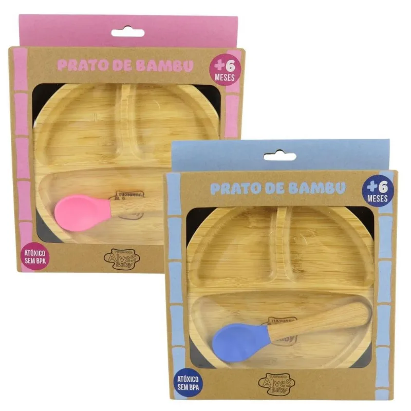 Prato Infantil De Bambu Ventosa 2Un - Turminha Alves Baby