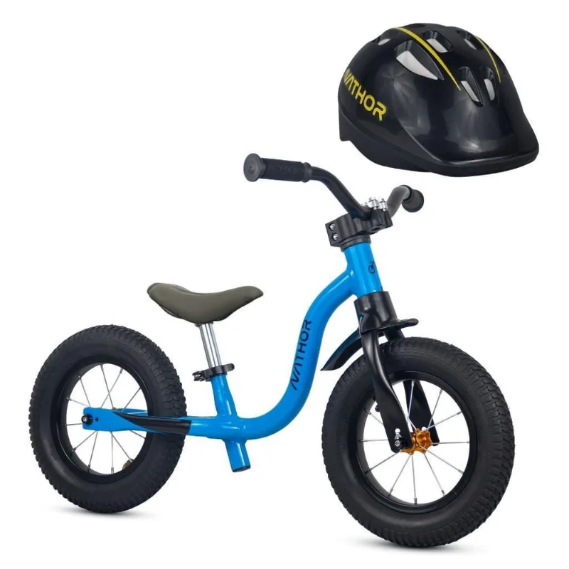 Bicicleta Balance Infantil Aro 12 Raiada Azul 2 E Capacete