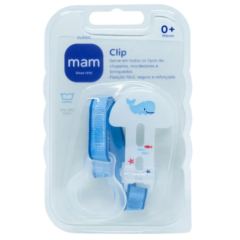 Prendedor De Chupeta Mam Clip Baleia Azul