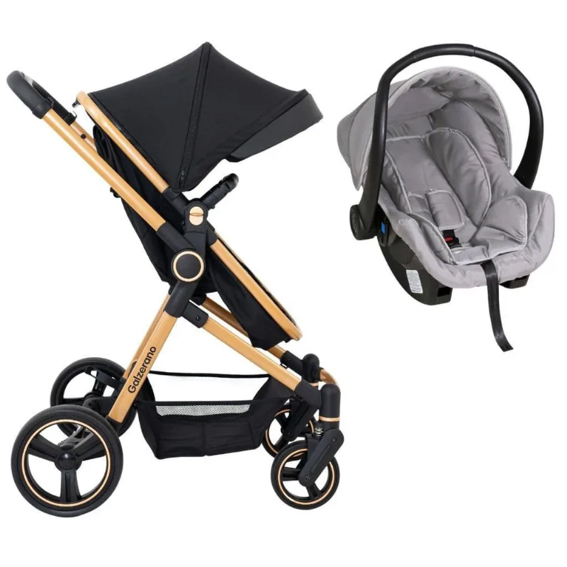 Carrinho De Bebê Galzerano Ivy Gold E Bebê Conforto Cinza