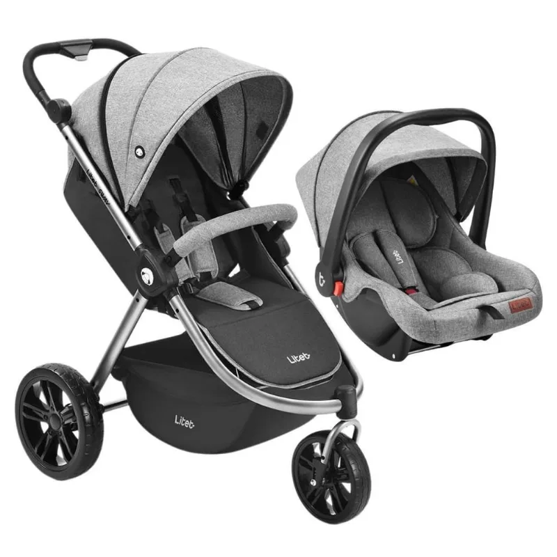 Carrinho De Bebê Jogger Sway E Bebê Conforto Cinza Mesclado