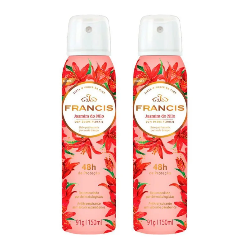 Kit Com 2 Desodorante Aerosol Francis Feminino Vermelho 91G