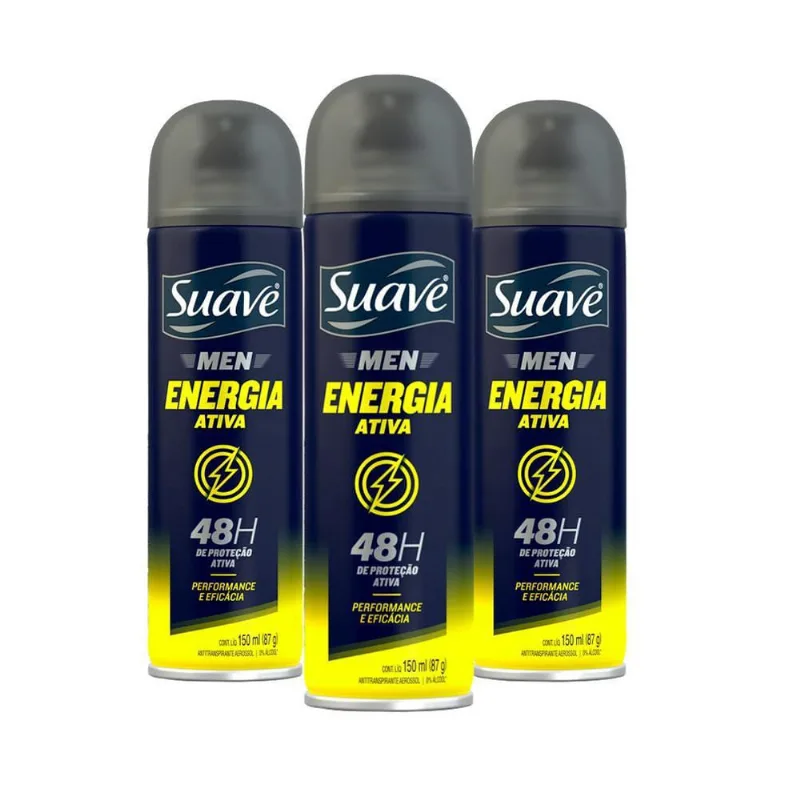 Kit Com 3 Desodorante Suave Men Aerosol Energia 48H 150Ml