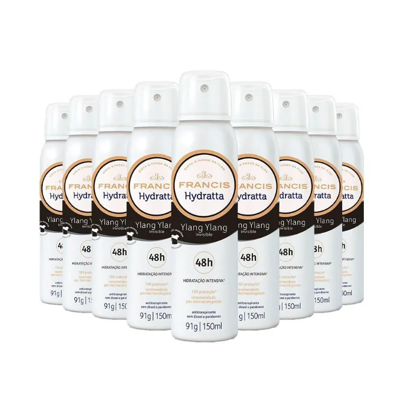 Kit Com 9 Desodorante Aerosol Francis Invisible 48H 150Ml