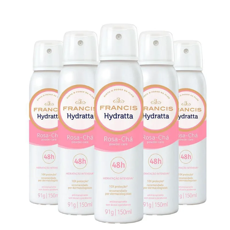 Kit 5 Desodorante Aerosol Francis Proteção Feminino 165Ml