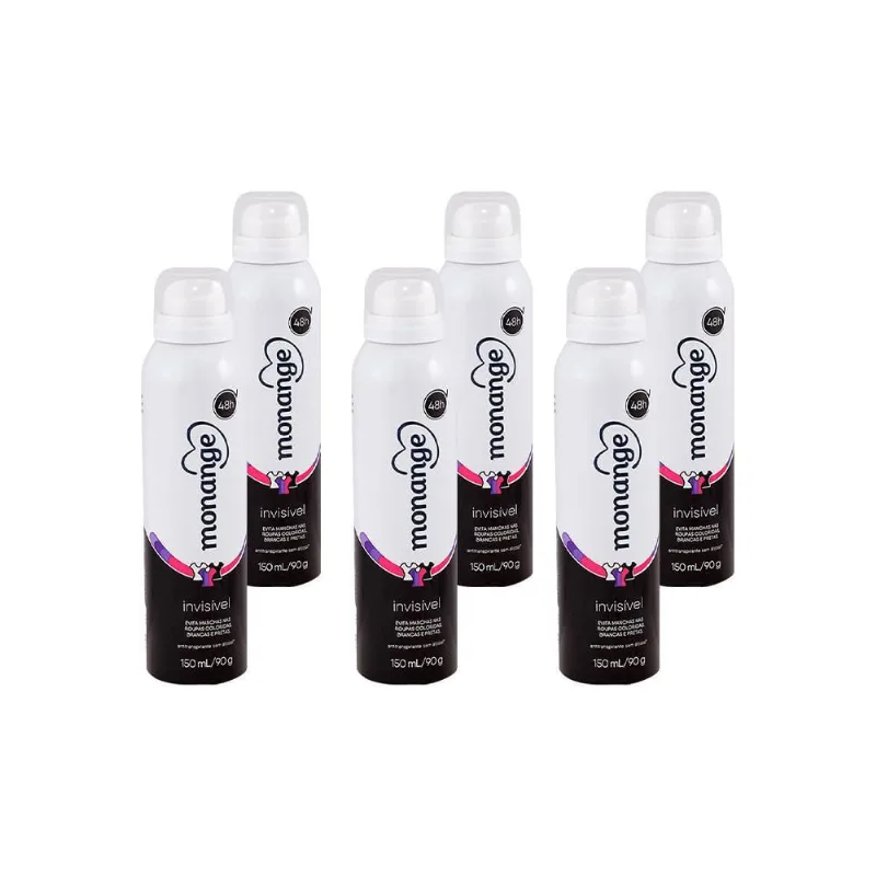 Kit Com 6 Desodorante Aerosol Monange Invisível 150Ml