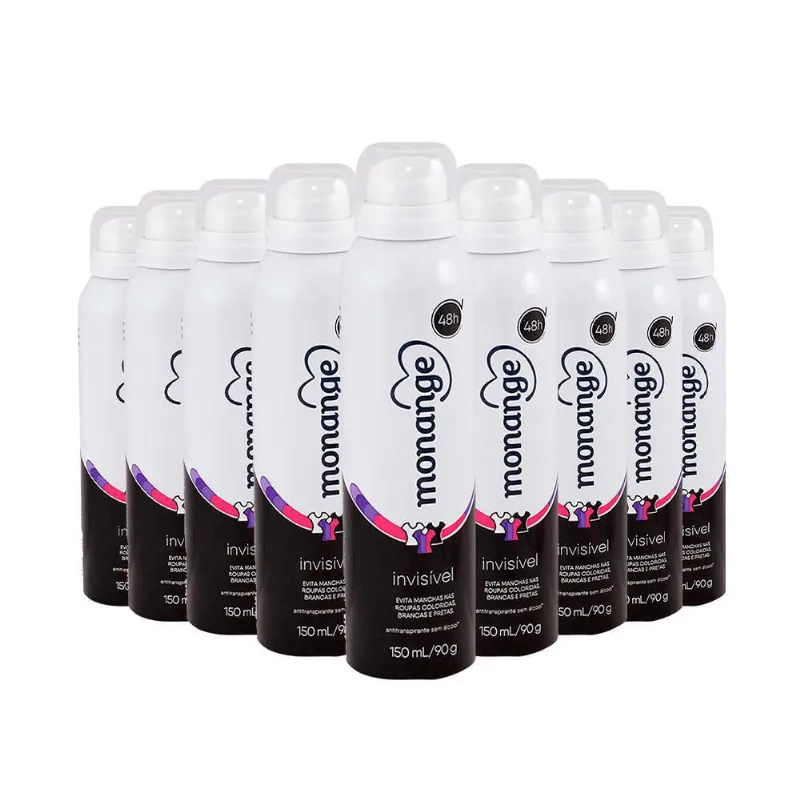 Kit Com 9 Desodorante Aerosol Monange Invisível 150Ml