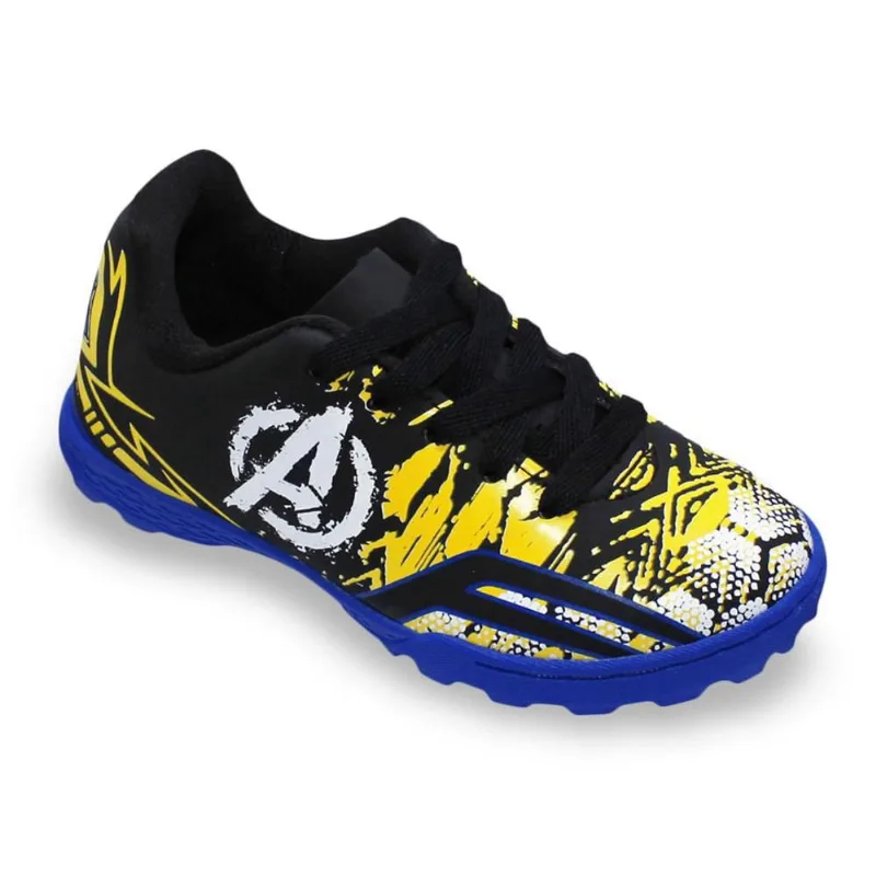 Chuteira Society Dray Marvel Vingadores Juvenil 32 / Preto e Amarelo