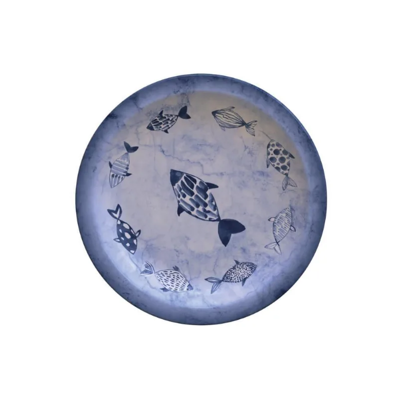 Prato Sobremesa Tramontina Peixes Em Porcelana 21 Cm
