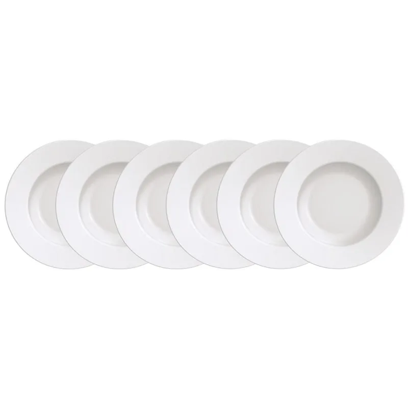 Conjunto com 6 Pratos de Sobremesa Tramontina Maria Augusta em Porcelana 21 cm - Branco - Tramontina