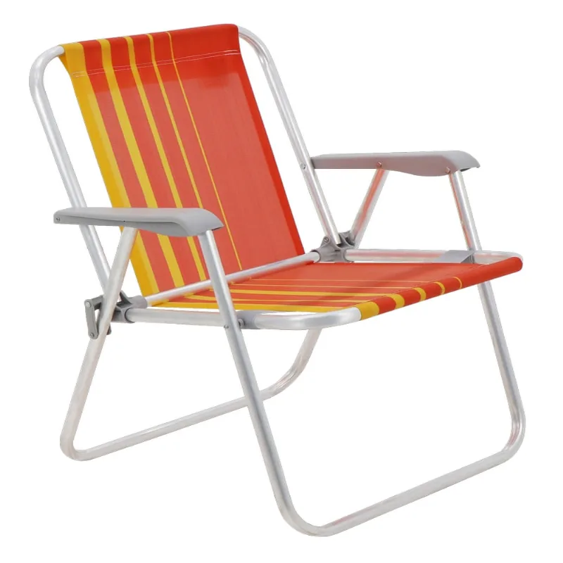 Cadeira De Praia Samoa em Alta Alumínio Com Assento Laranja e Amarelo Basic Tramontina - Tramontina