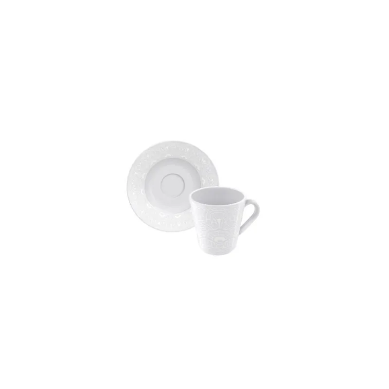 Kit Xícara E Pires De Cafétramontina Alicia Em Porcelana Decorada 70 Ml 12 Peças - Tramontina