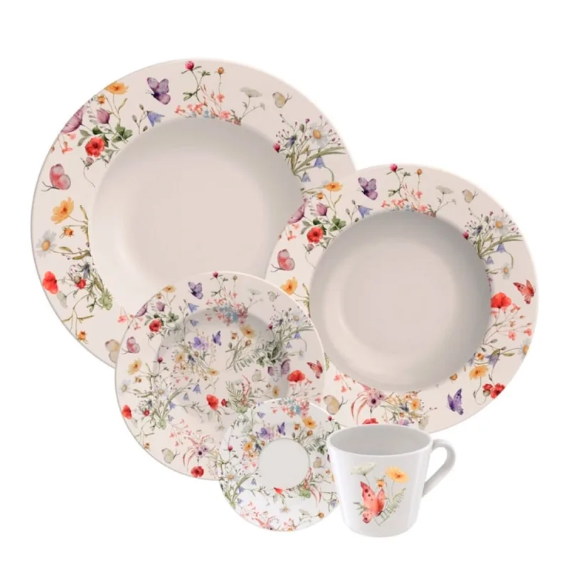 Aparelho de Jantar Tramontina Porcelana Floral 20 Peças - Tramontina