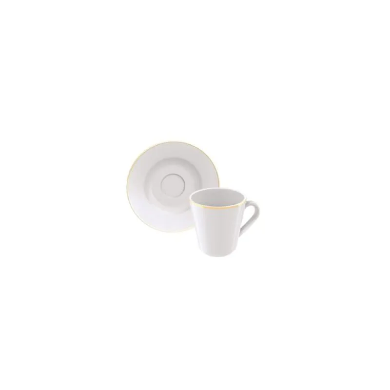 Conjunto Xícara Pires Café Filetado Tramontina Elisa Porcelana 70ml Tramontina - Tramontina - Utilidades Domesticas