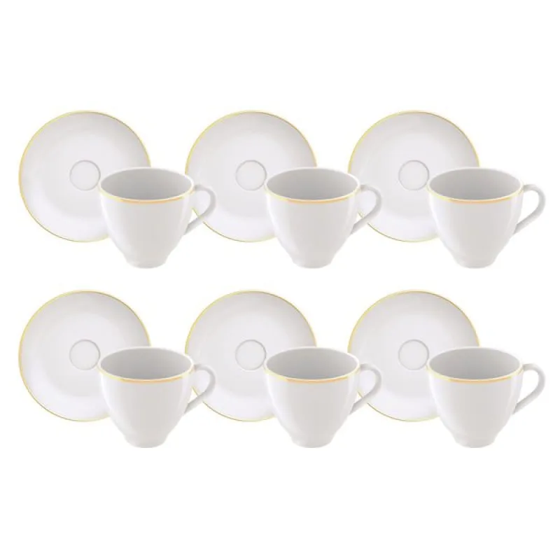 Kit Xícara e Pires de Chá Tramontina Anna em Porcelana 100 ml 06 Peças Tramontina - Tramontina