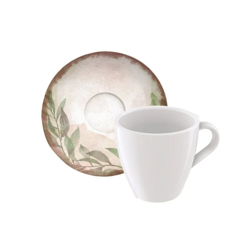 Xicara De Chá Com Pires Decorado Porcelana Tramontina 185Ml - Natur - Tramontina