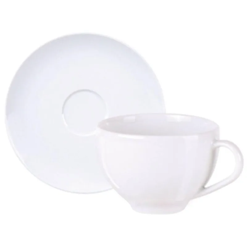 Conjunto Xícara e Pires de Chá 250ml Porcelana Tramontina Maria Augusta Branco Mesa Posta - Tramontina