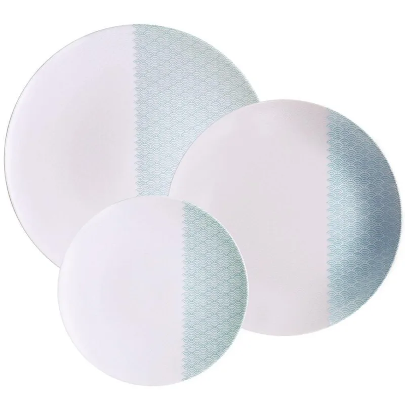 Jogo De Pratos Tramontina Aquarius Em Porcelana Decorada 12 Peças - 96589055 - Tramontina