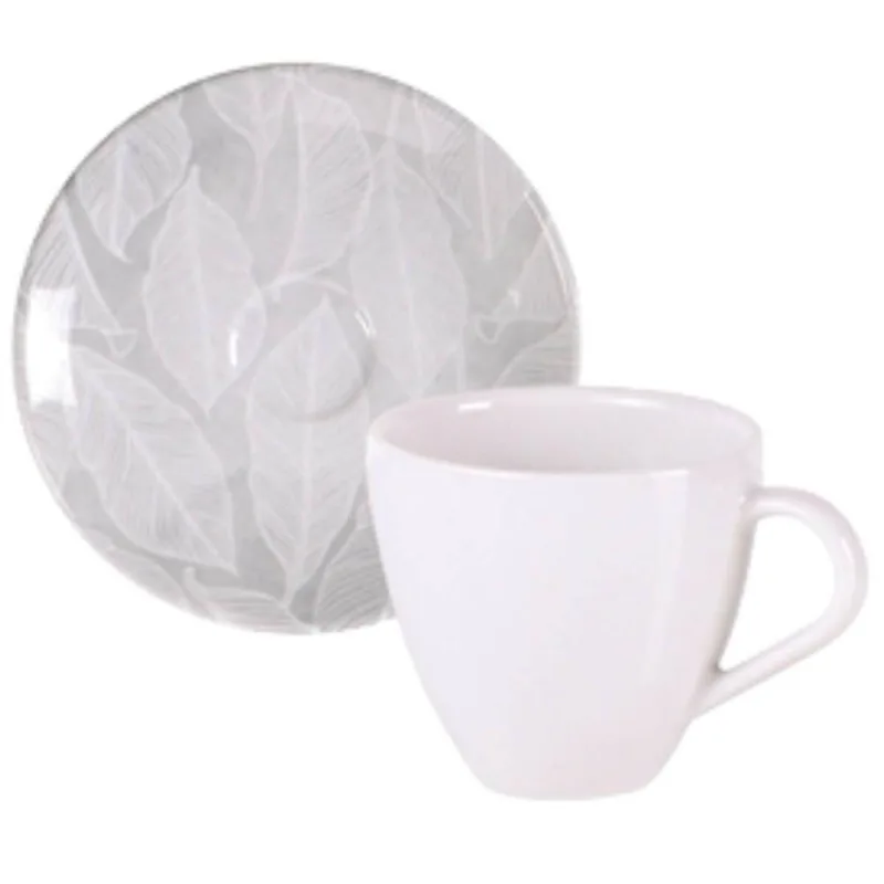 Xícara e Pires de Café Expresso Capuccino 95ml em Porcelana Tramontina Arbo Mesa Posta - Tramontina