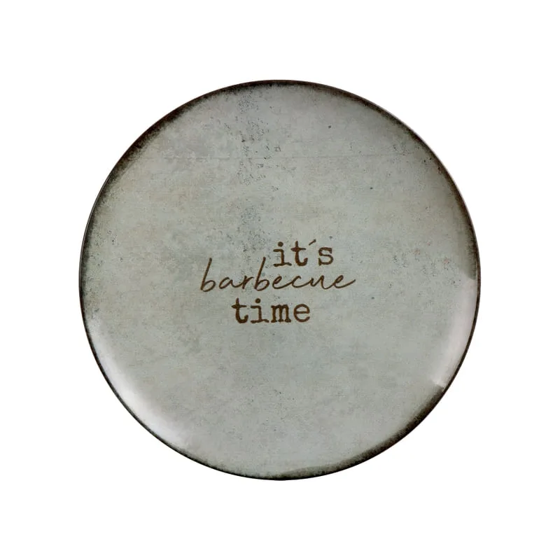 Prato Raso Tramontina Churrasco Rustic em Porcelana 28cm Estampas Diversas - Tramontina