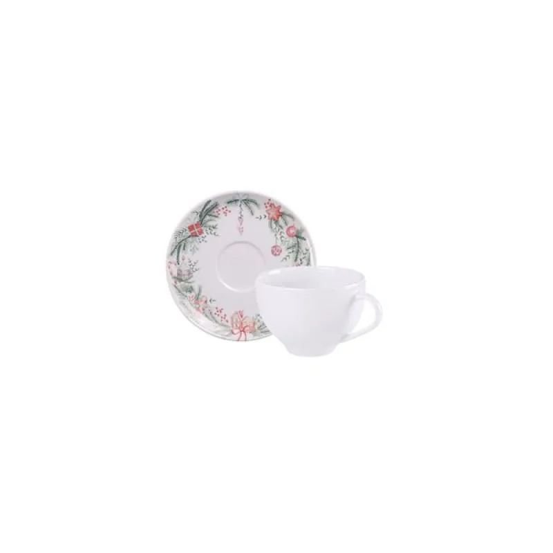 Conjunto Xícara e Pires de Chá Tramontina Casa Natal Noite Feliz em Porcelana Decorada 250ml Tramontina - Tramontina - Utilidades Domesticas