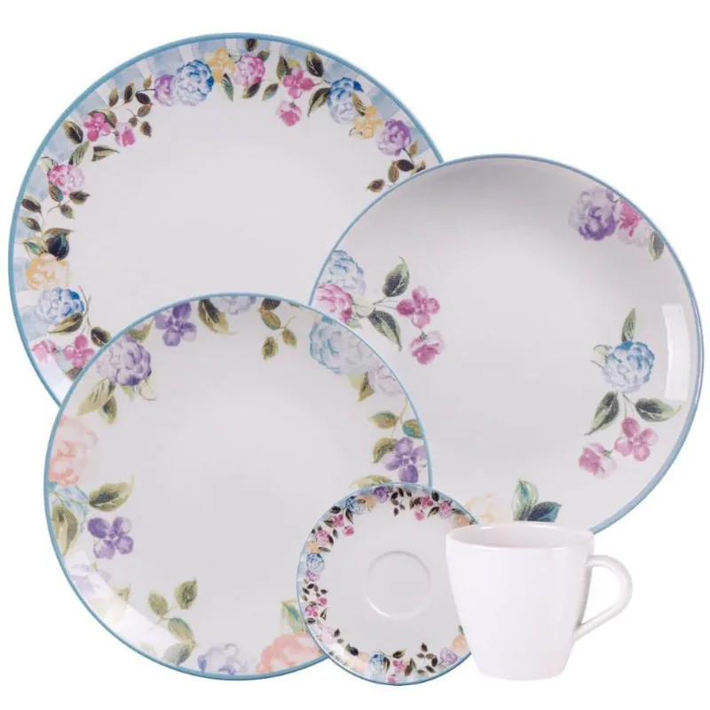 Aparelho de Jantar 20 Peças Porcelana Tramontina Aura Floral Jogo 4 Pessoas - Tramontina