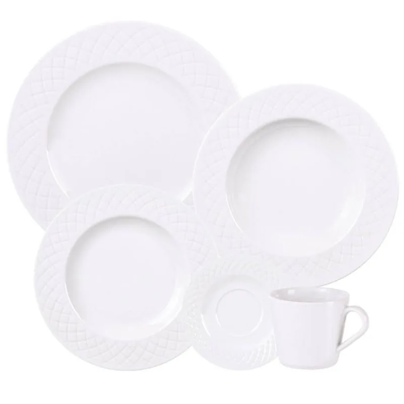 Aparelho de Jantar 30 Peças Tramontina Ingrid Porcelana Decorada Mesa Posta