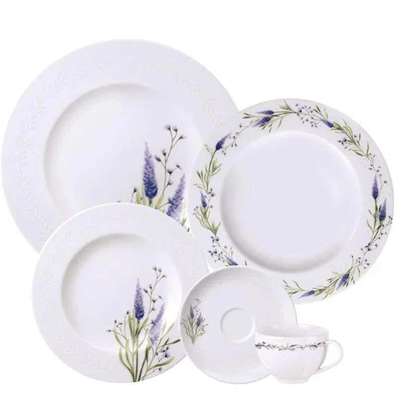Aparelho de Jantar 30 Peças Tramontina Lilla Porcelana 6 Pessoas Mesa Posta