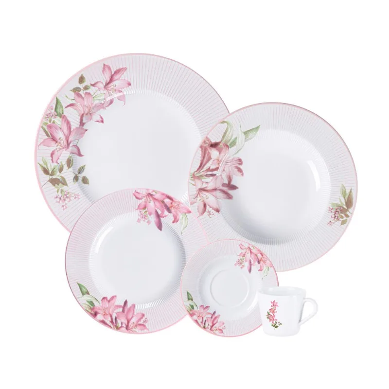 Aparelho de Jantar Tramontina Poème em Porcelana Decorada 20 Peças - Tramontina