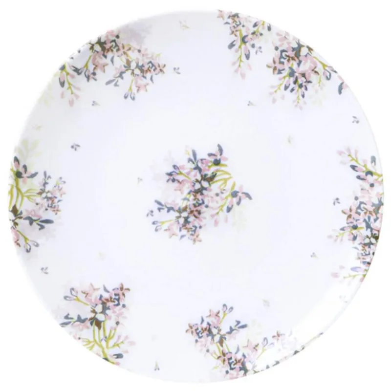 Prato Sobremesa Tramontina Fogli em Porcelana Decorada 19cm Cozinha Servir Doces Tortas - Tramontina