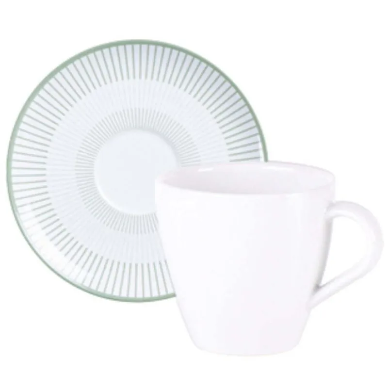 Xícara e Pires de Chá Tramontina Lineare em Porcelana 200ml 2 Peças Cozinha Servir Café