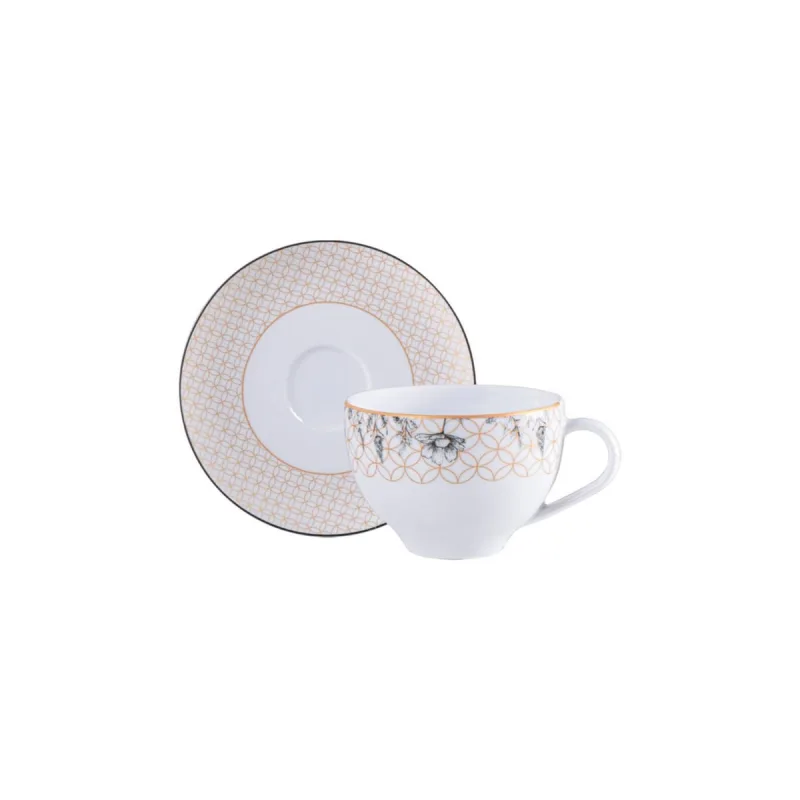 Conjunto Xícara E Pires De Chá Tramontina Solaris Em Porcelana Decorada 250 Ml 2 Peças - Tramontina - Utilidades Domesticas