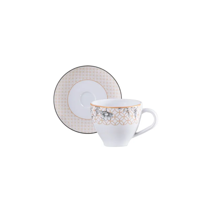 Conjunto Xícara E Pires De Café Tramontina Solaris Em Porcelana Decorada 250 Ml 2 Peças - Tramontina - Casa E Construção