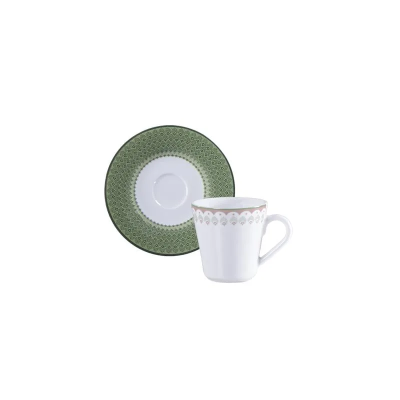 Conjunto Xícara e Pires de Café Tramontina em Porcelana Decorada Zenith 100ml - Tramontina