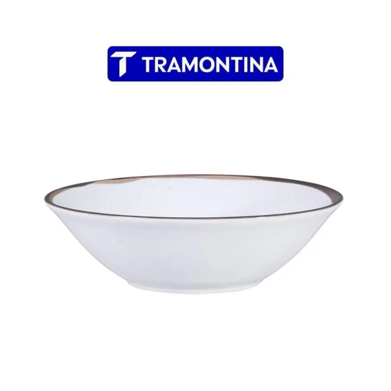 Tigela Bowl Canyon Porcelana Decorada 665ML Resistente a Micro-ondas para Mesa de Jantar Branco - Tramontina
