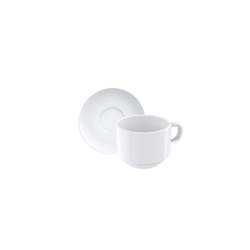 Conjunto Xícara E Pires De Chá Tramontina Paola Em Porcelana 205 Ml 2 Peças - Tramontina