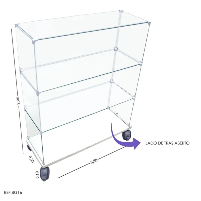 Balcão De Vidro Vitrine Modulado Caixa Mdf Branco 0,80 X 1,00 x 0,30