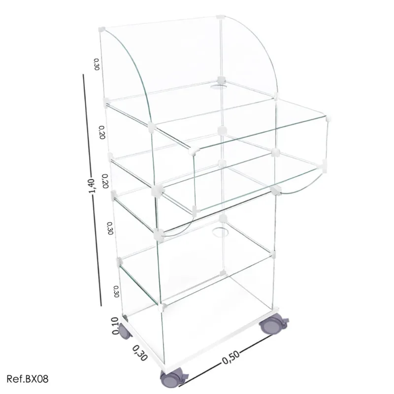 Balcão De Vidro Caixa c/ Mdf Branco 0,50 X 1,40 X 0,30