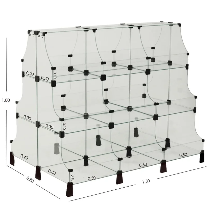 Gondola Modulado em Vidro - 1,50 x 1,00 x 0,80