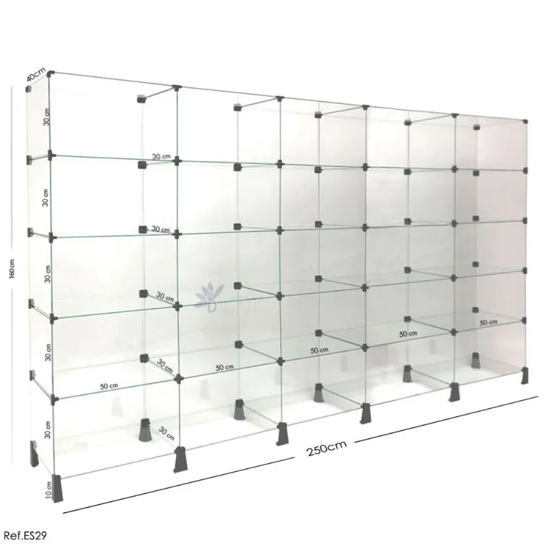 Estante de Vidro Modulado - 2,50 x 1,60 x 0,40