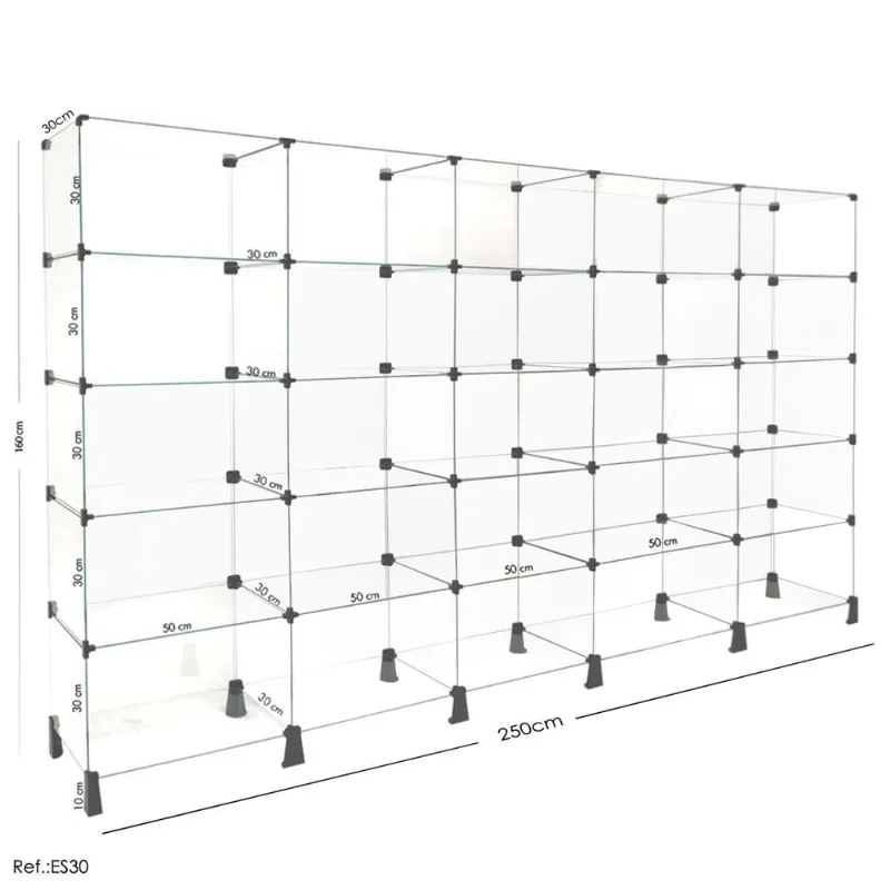 Estante de Vidro Modulado - 2,50 x 1,60 x 0,30