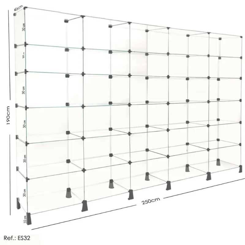 Estante de Vidro Modulado - 2,50 x 1,90 x 0,40