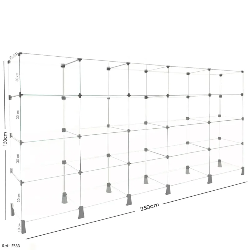 Estante de Vidro Modulado - 2,50 x 1,30 x 0,30