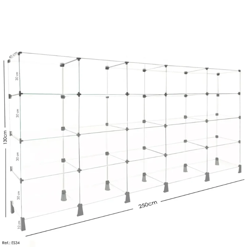 Estante de Vidro Modulado - 2,50 x 1,30 x 0,40