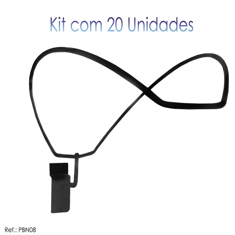 Suporte de Boné Preto p/ Painel Canaletado - 20 Unidades