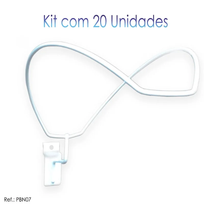Suporte de Boné Expositor Branco p/ Painel Canaletado - 20 Unidades