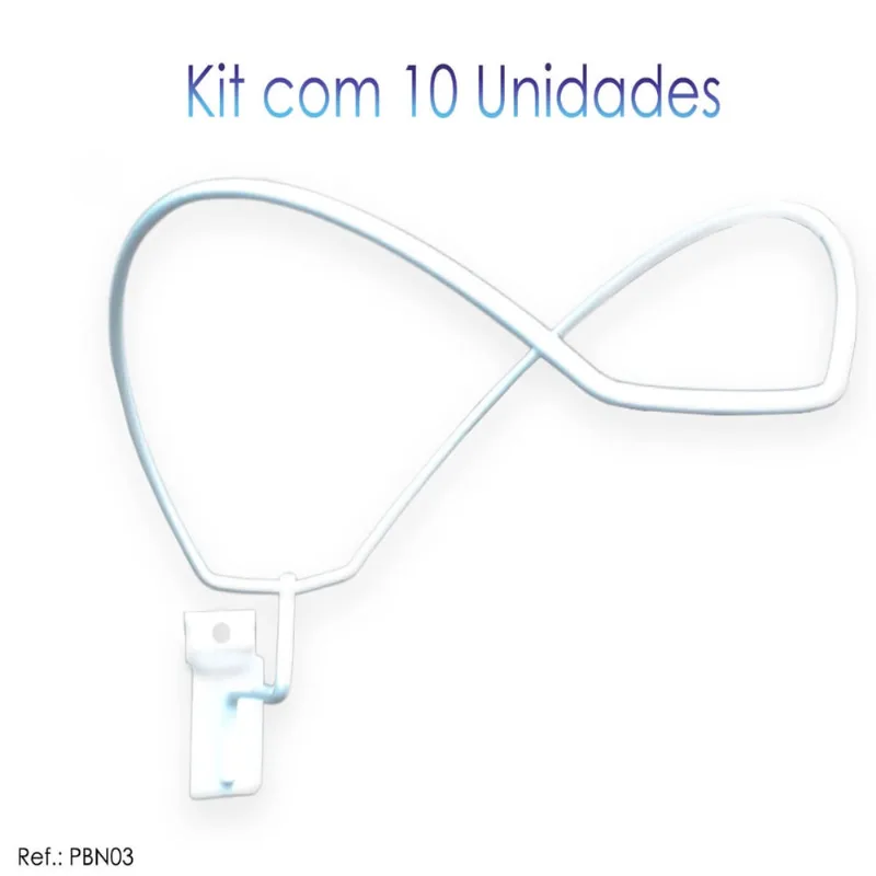 Suporte de Boné Expositor Branco p/ Painel Canaletado - 10 Unidades