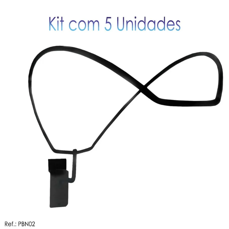 Suporte de Boné Expositor Preto p/ Painel Canaletado - 5 Unidades