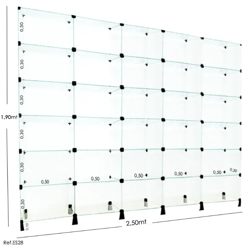 Estante de Vidro Modulado - 2,50 x 1,90 x 0,30