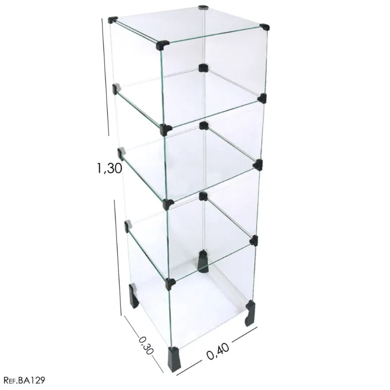 Estante de vidro modulada - 0,40 x 1,30 x 0,30